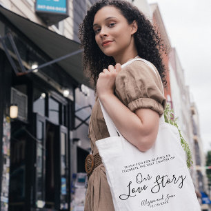 Ons liefdesverhaal Foto bruiloft FAVOR Bomboniere Tote Bag