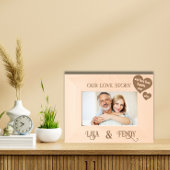 Ons liefdesverhaal gepersonaliseerd met twee namen gegraveerde lijstjes