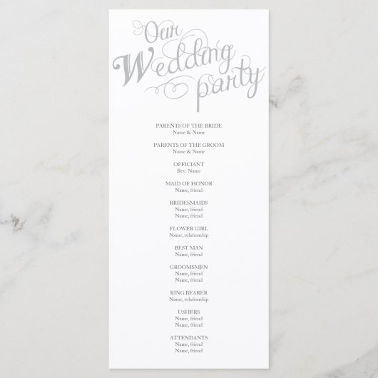 Ons liefdesverhaal huwelijksprogramma programmakaart (Achterkant)