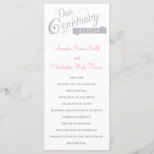 Ons liefdesverhaal huwelijksprogramma programmakaart (Voorkant)