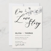 Ons Liefdesverhaal Modern Zwart Wit Orchideeën Bru Kaart (Voorkant)