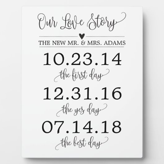 Ons liefdesverhaal over de tijdlijn van het huweli fotoplaat (Voorkant)