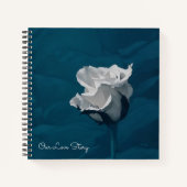 Ons liefdesverhaal Quote White Rose Blue Journal Notitieboek (Voorkant)