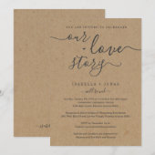 Ons liefdesverhaal RSVP & Registry All-in-One Wedd Kaart (Voorkant / Achterkant)