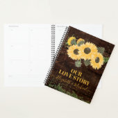 Ons liefdesverhaal Rustic Sunflower Weddenschap Planner (Display)