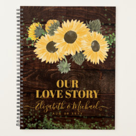 Ons liefdesverhaal Rustic Sunflower Weddenschap Planner