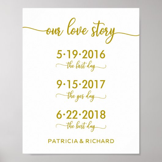 Ons liefdesverhaal speciale data gouden huwelijksb poster (Voorkant)
