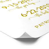 Ons liefdesverhaal Speciale Dates Gold Weddenschap Poster (Hoek)