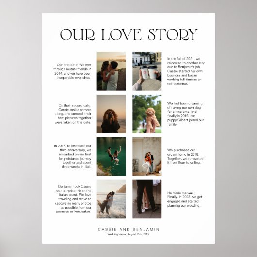 Ons liefdesverhaal trouwteken sjabloon met foto's poster (Voorkant)
