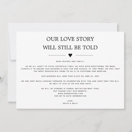 Ons liefdesverhaal zal nog steeds worden verteld V Kaart (Voorkant)