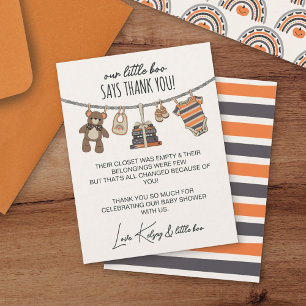 Ons Little Boo Neutral Halloween-Baby shower Bedankkaart
