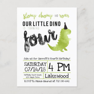 Ons 'Little Dino Birthday Invitation Dinosaur Them Uitnodiging Briefkaart