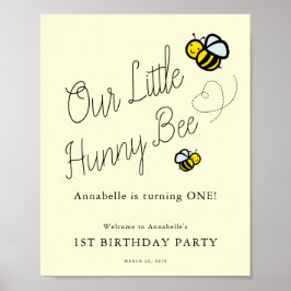 Ons 'Little Hunny Bee Girl Birthday Welcome Sign' Poster