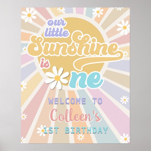 Ons Little Sunshine 1st Birthday Welcome Poster (Voorkant)