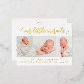 Ons Mirakel Folie Baby Birth Announounding Briefka Folie Feestdagen Briefkaart (Voorkant / Achterkant)