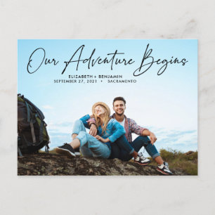 Ons moderne avontuur begint Foto Save the Date Briefkaart