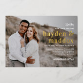 Ons Moment ECHTE FOLIE Foto Huwelijksuitnodiging Folie Uitnodiging (Voorkant)