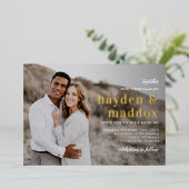 Ons Moment ECHTE FOLIE Foto Huwelijksuitnodiging Folie Uitnodiging (Staand Voorkant)