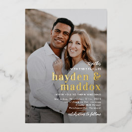 Ons Moment ECHTE FOLIE Foto Huwelijksuitnodiging Folie Uitnodiging