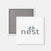 Ons Nest Tekst Met Twee Vogels Magneet (Voorkant / Achterkant)