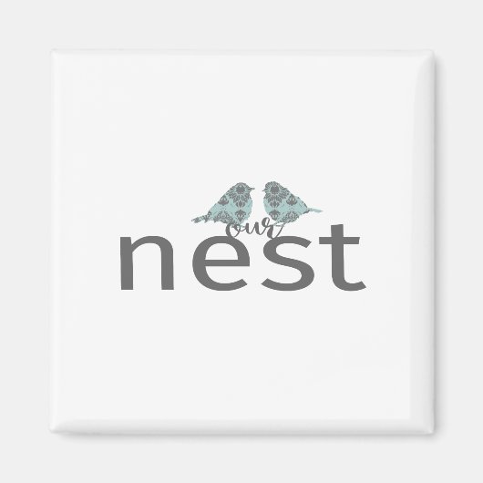 Ons Nest Tekst Met Twee Vogels Magneet (Voorkant)