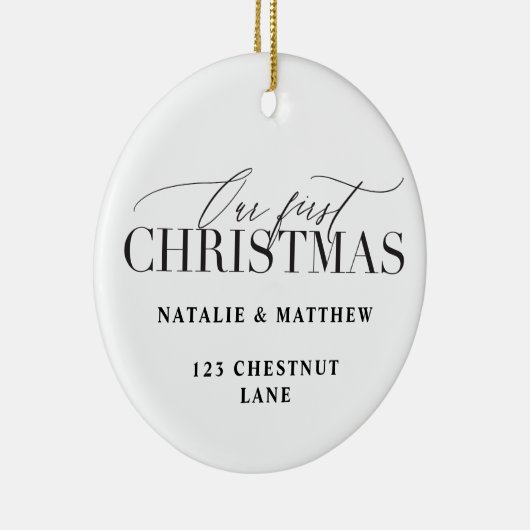 Ons nieuw huis van eerste Kerstmis of onlangs wed Keramisch Ornament (Rechts)