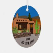 Ons nieuwe Adobe-jaar Persoonlijke naamgeving Metalen Ornament (Voorkant Rechts)