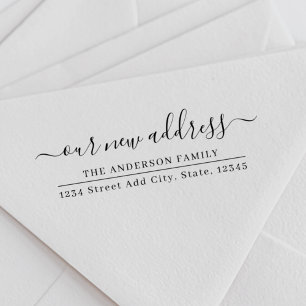 Ons nieuwe adres Bewegende Aankondiging van de Ter Zelfinktende Stempel