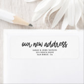 Ons nieuwe adres eenvoudig bewegend retouradres etiket (Insitu)