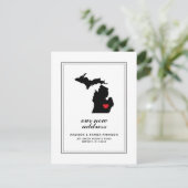 Ons Nieuwe Adres in MI | Markeer je stad W/hart Briefkaart (Staand voorkant)