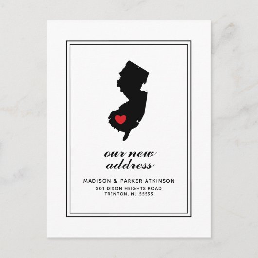 Ons nieuwe adres in NJ | Markeer je stad W/hart Briefkaart (Voorkant)