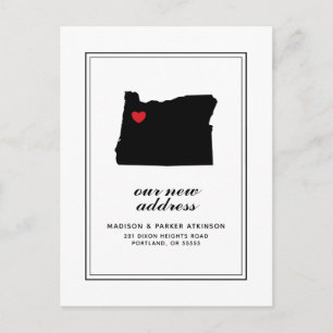 Ons nieuwe adres in OR   Markeer je stad W/hart Briefkaart