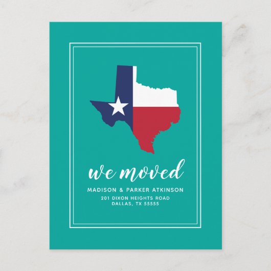 Ons nieuwe adres in Texas Briefkaart (Voorkant)