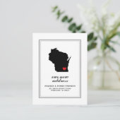 Ons Nieuwe Adres in WI | Markeer je stad W/hart Briefkaart (Staand voorkant)