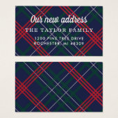 Ons nieuwe adres Kaart Navy Red Tartan Pset (Voorkant /achterkant)