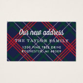 Ons nieuwe adres Kaart Navy Red Tartan Pset (Voorkant)