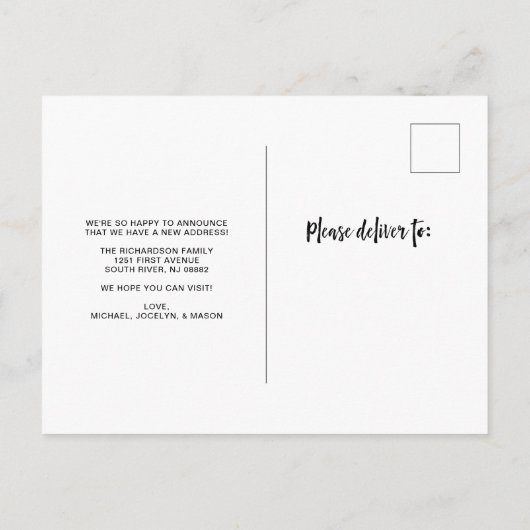 Ons nieuwe adres | Moderne aankondiging van fotobe (Achterkant)