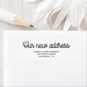 Ons nieuwe adres Retro bewegend retouradres Etiket (Insitu)