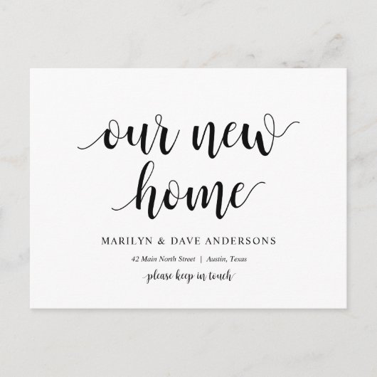 Ons nieuwe adres, Verplaatsende Aankondiging Briefkaart (Voorkant)