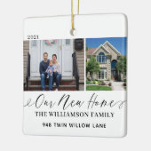 Ons nieuwe Home Elegant Script Minimaal twee foto' Keramisch Ornament (Links)