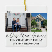 Ons nieuwe Home Elegant Script Minimaal twee foto' Keramisch Ornament (Voorkant)