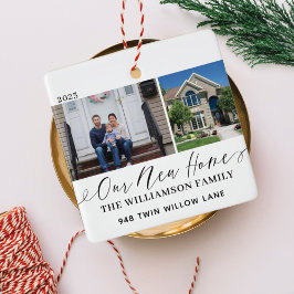 Ons nieuwe Home Elegant Script Minimaal twee foto' Keramisch Ornament