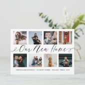 Ons nieuwe Home Elegant Script Photo Collage Movin Aankondiging (Staand voorkant)