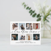 Ons nieuwe Home Elegant Script Photo Collage Movin Briefkaart (Staand voorkant)