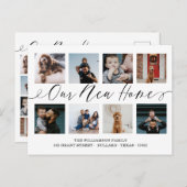 Ons nieuwe Home Elegant Script Photo Collage Movin Briefkaart (Voorkant / Achterkant)