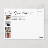 Ons nieuwe Home Elegant Script Photo Collage Movin Briefkaart (Achterkant)