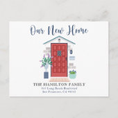 Ons nieuwe Home Red Waterverf Voorste Briefkaart (Voorkant)