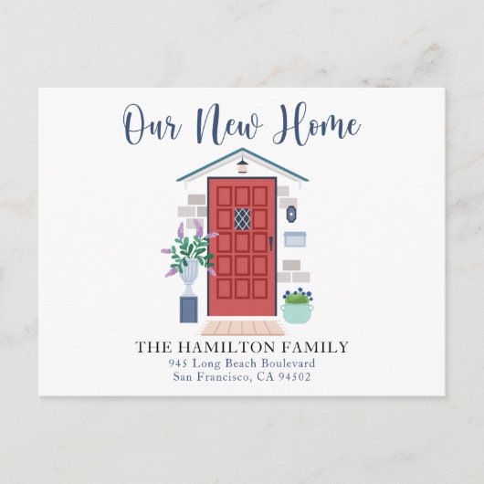 Ons nieuwe Home Red Waterverf Voorste Briefkaart (Voorkant)