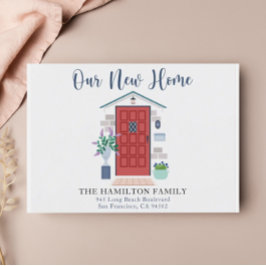 Ons nieuwe Home Red Waterverf Voorste Briefkaart