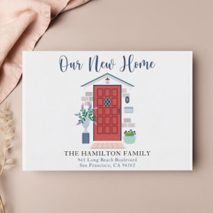 Ons nieuwe Home Red Waterverf Voorste Briefkaart